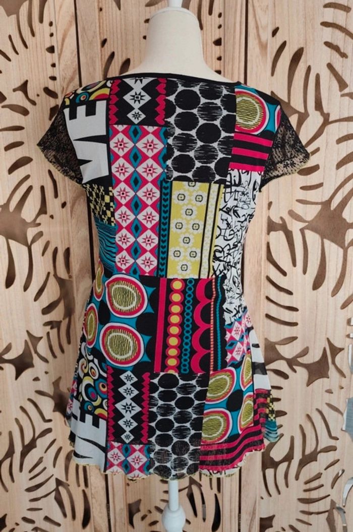 Robe mini imprimée et dentelle Taille 2 - photo numéro 4