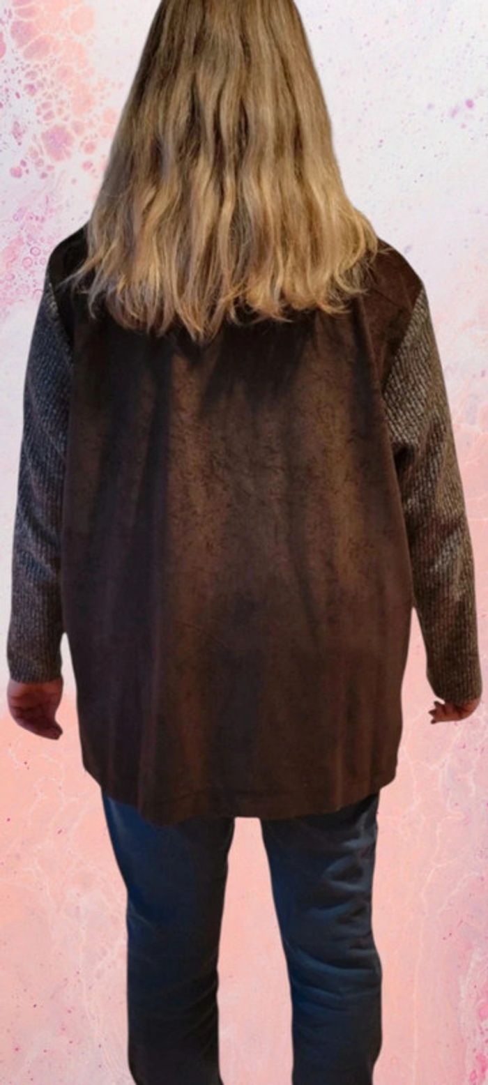 Veste bi matière marron femme taille XXL - photo numéro 3