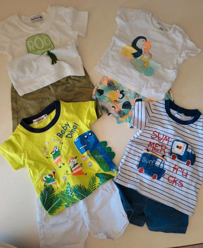 Lot 4 ensembles shorts +tee-shirts 6 mois marques mélangé - photo numéro 2