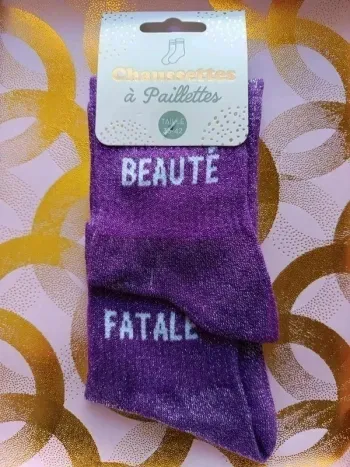 Chaussette à paillettes message
