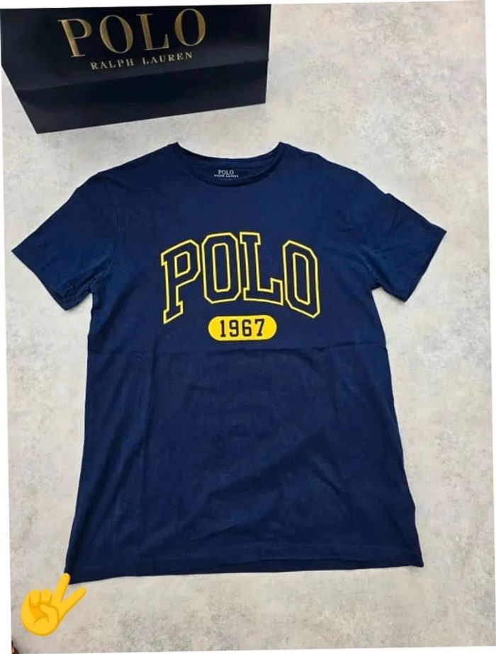 T-shirt Ralph Lauren S coupe col rond bleu Homme Men tee20b - photo numéro 3