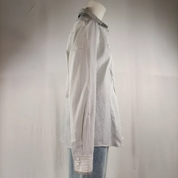 Chemise rayée Basler à col contrastant gris, manches longues, taille 42 A1181 - photo numéro 10