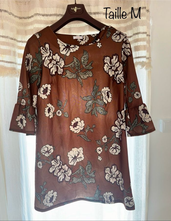 Robe marron à fleur - Taille M