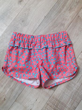 Short de bain fille rose cœurs bleu 2 ans neuf