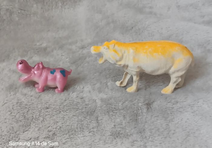 Lot de 2 figurines animaux hippopotame - photo numéro 3