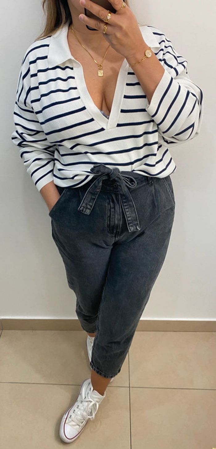 Superbe Pull Léger Ample A Rayures Taille M Et Plus - photo numéro 2