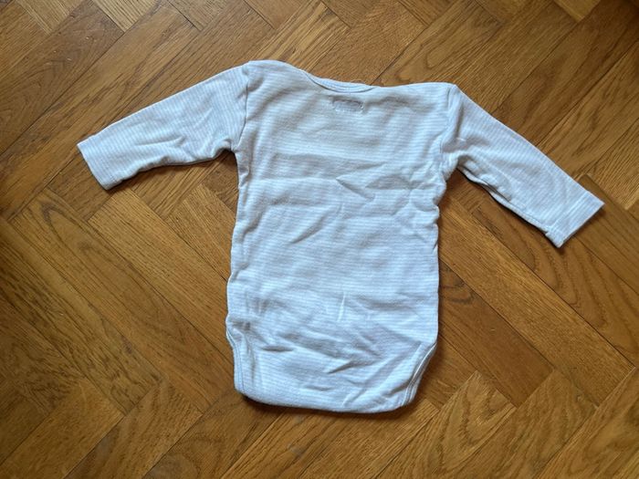 Body bébé 3 mois blanc à rayures bleu clair - photo numéro 3