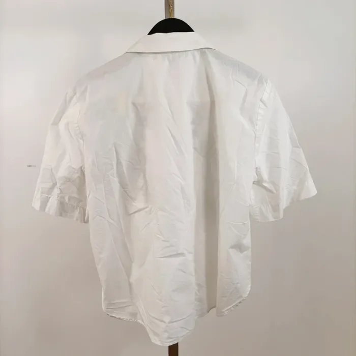 Chemise blanche brodée Zara – 100 % coton – manches courtes, col tailleur taille L A804 - photo numéro 4