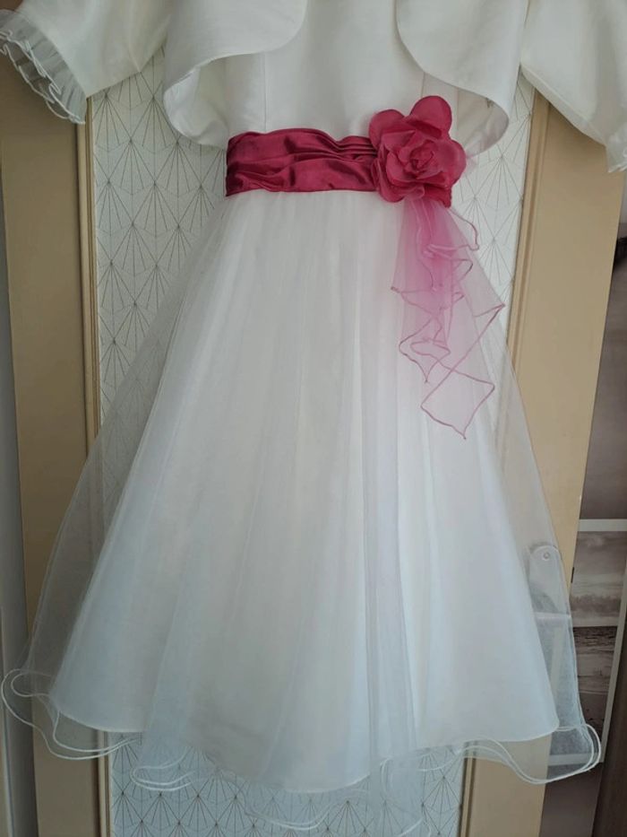Magnifique robe de cérémonie nettoyée fille avec gilet comme neuve portée 2h point mariage 12 ans - photo numéro 2