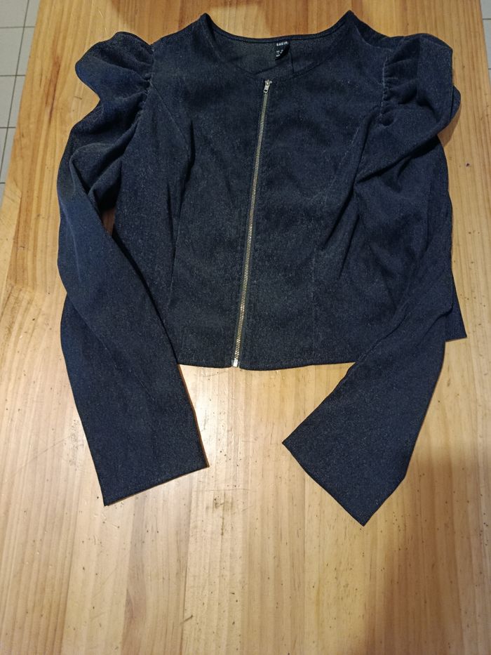 Veste manches gigot zippée shein