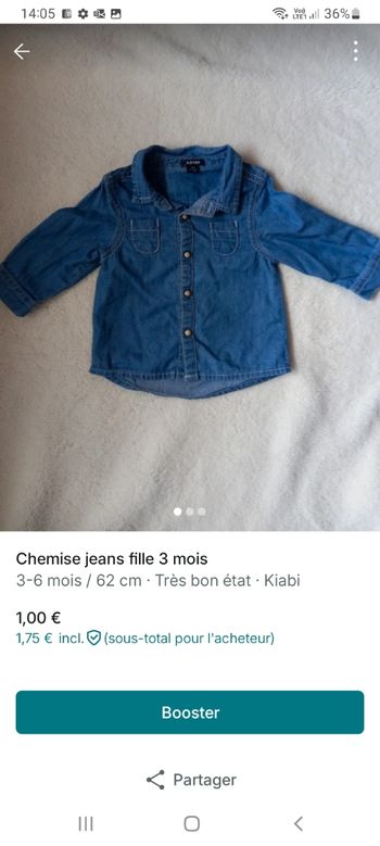 Chemise jean 3 mois