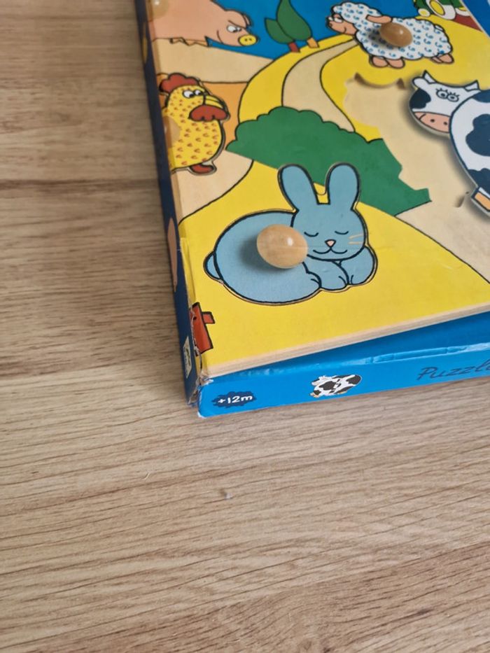 Puzzle Djeco avec boîte Ferme colorée, poules, lapin, vache, mouton, cochon. - photo numéro 8