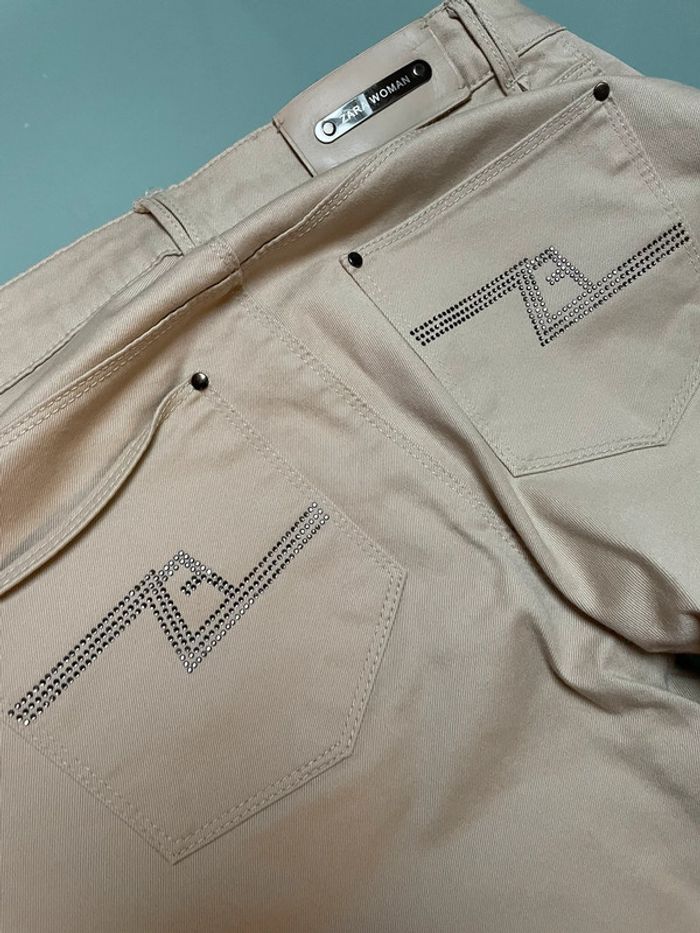 Pantalon jean Zara beige 36 - photo numéro 4
