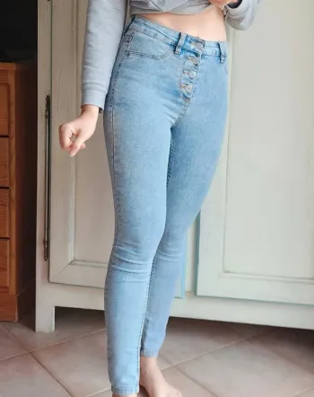 Jean skinny taille haute boutonné Jennyfer