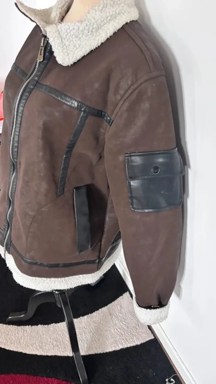 💕 blouson type aviateur marron taille 40 L - photo numéro 3