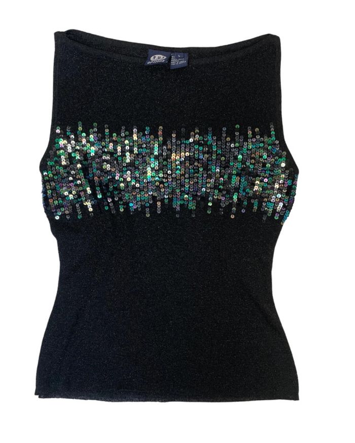 Tank top noir à paillette en rayonne y2k M/L