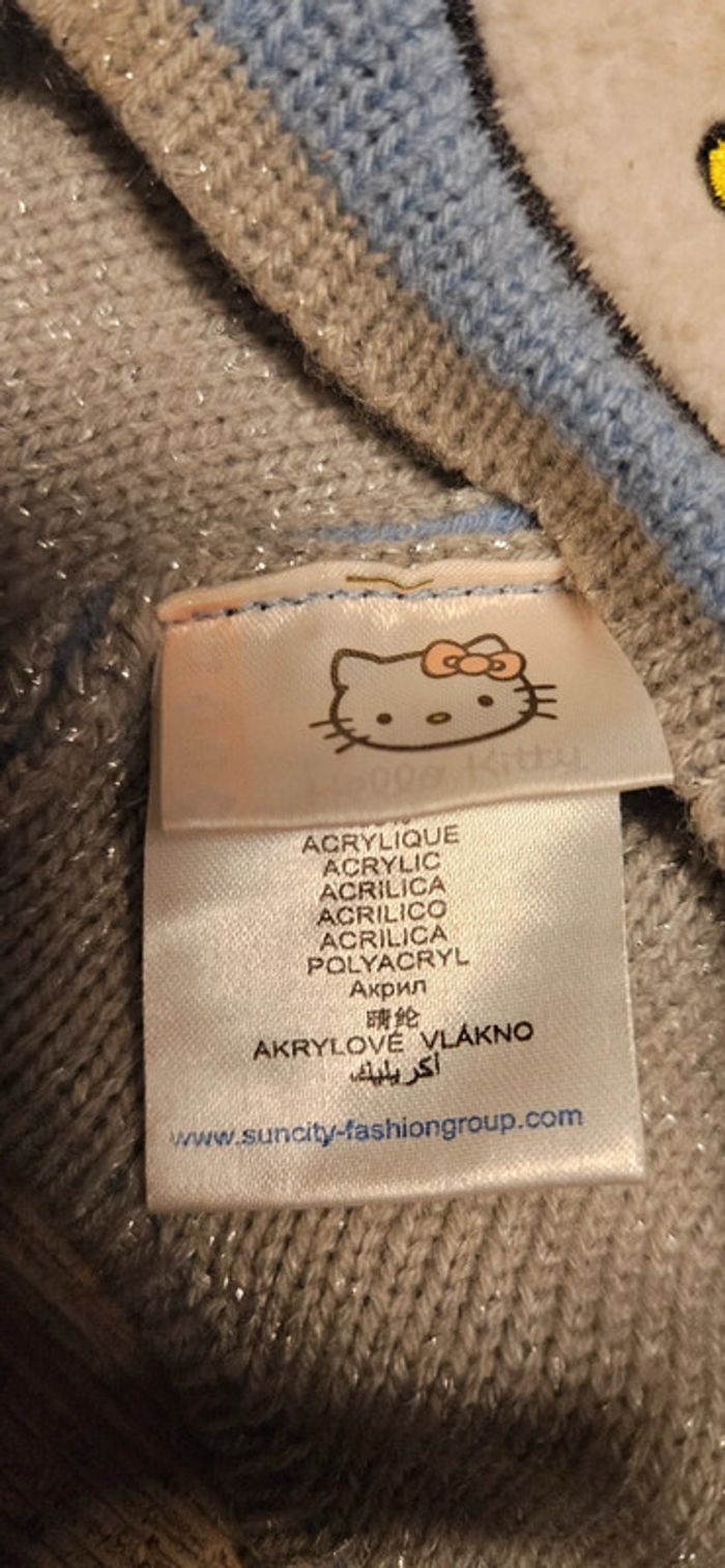 Bonnet bleu et gris Hello Kitty, taille 52, nickel - photo numéro 3