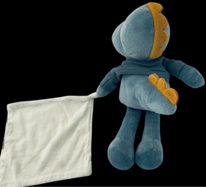 ❤️B3260 Doudou Peluche Dinosaure Mouchoir AUCHAN Bleu - photo numéro 2