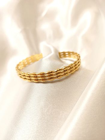 Bracelet jonc en inoxydable ajustable doré résiste à l'eau