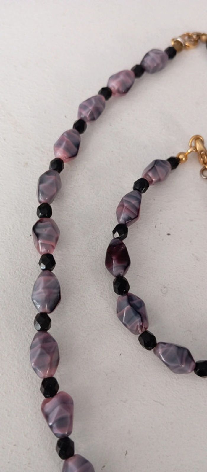 Parure collier bracelet purple en pierre - photo numéro 3