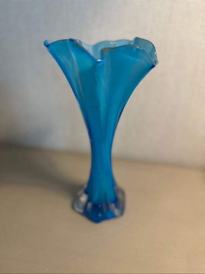 Magnifique vase bleu vintage - photo numéro 2