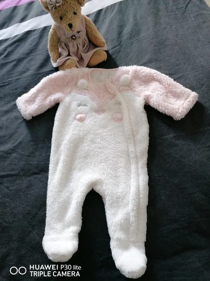 Sur-pyjama Sergent Major – 3-6 mois – Blanc/rose