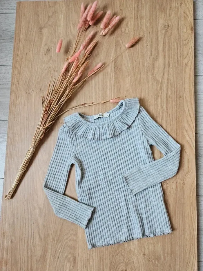 Pull côtelé col claudine gris c&a 6 ans - photo numéro 5