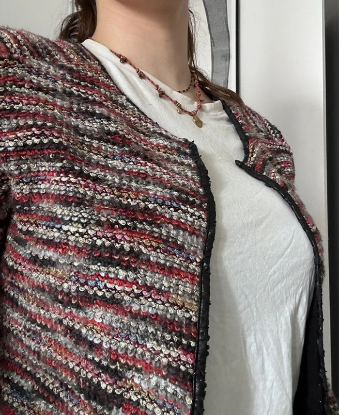 Veste texturée H&M – Taille M Coupe droite | Multicolore bordeaux/rose/gris | - photo numéro 3