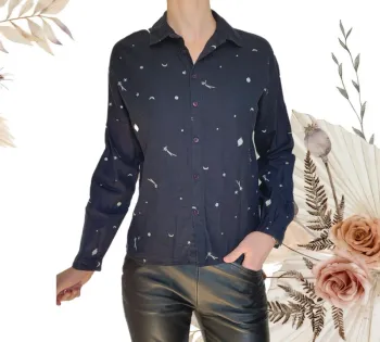 Chemise bleu marine motif cosmique taille S