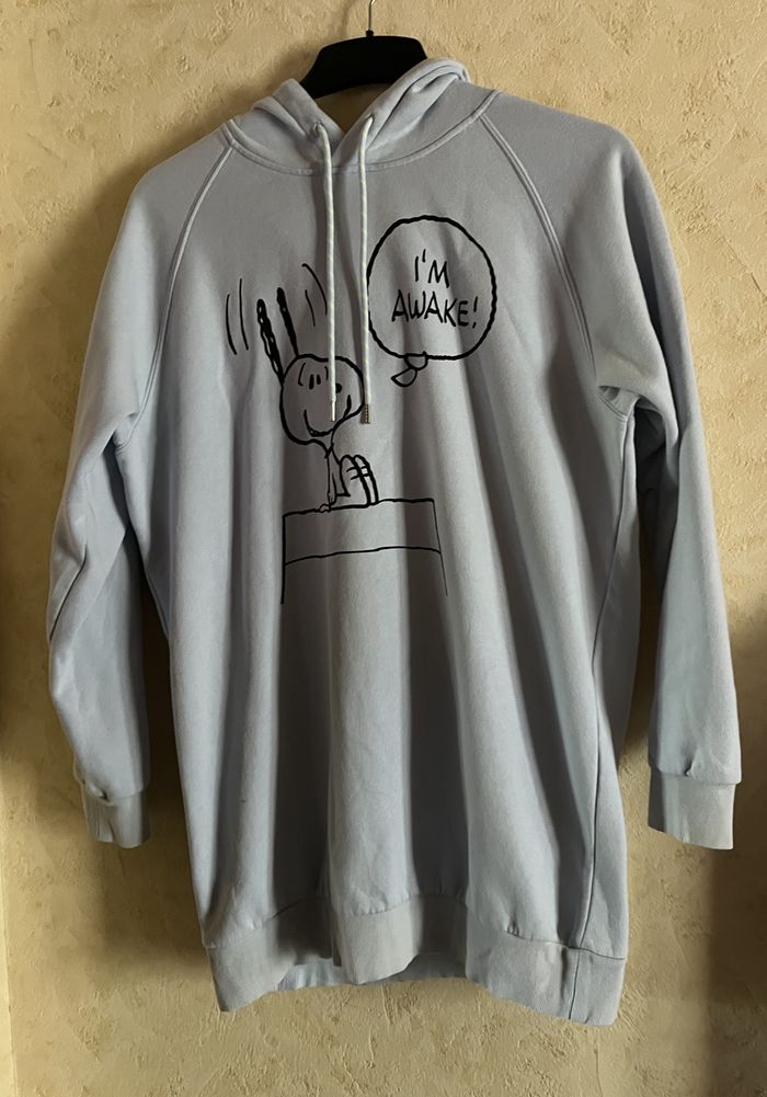 Sweat long bleu à capuche Snoopy (S - 36)