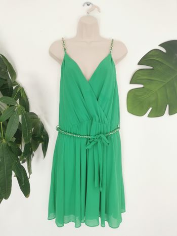 Robe d'été courte verte bretelles à chaînes Morgan Taille 40