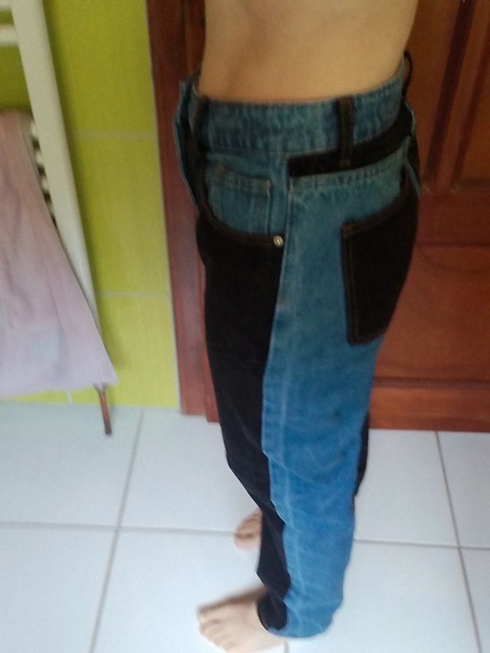 Jeans femme droit noir et bleu Shein - photo numéro 4