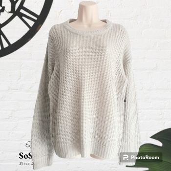 Pull long ample gris souris en maille ajourée Ardene Taille S /M