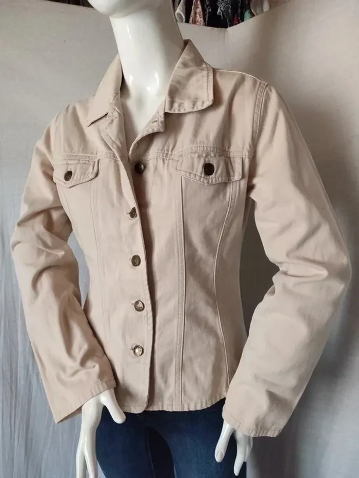 Veste en jean beige - photo numéro 2