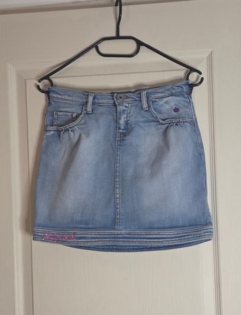 Jupe Jean Kaporal 5 Mila 14 Ans – Denim Stretch – Détails Sequins & Patchs – Excellent État