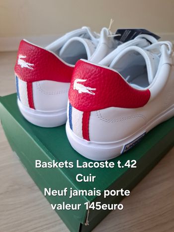 Baskets Lacoste t.42 Neuf jamais porte 100%Cuir valeur 145€