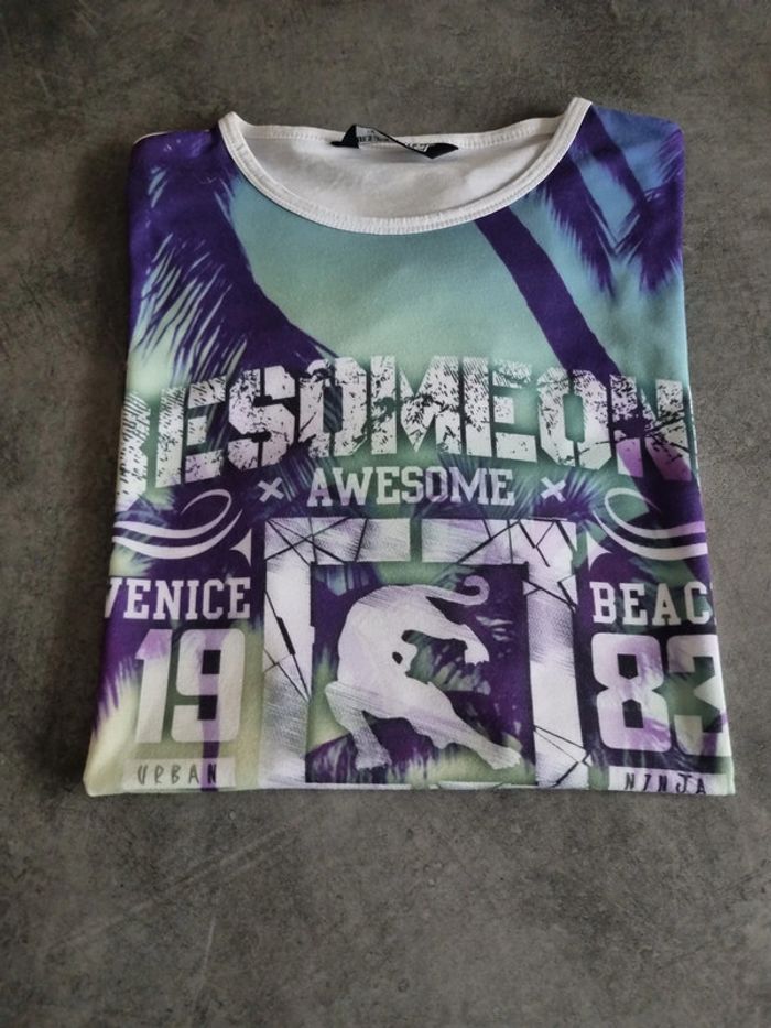 T-shirt à manches courtes style basket - blanc et violet - 16 ans - Besomeone - photo numéro 5