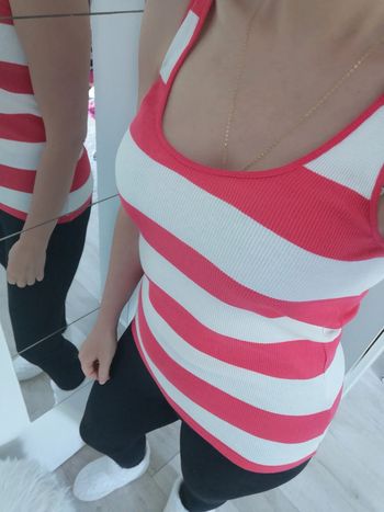 Débardeur nike blanc fushia à rayures