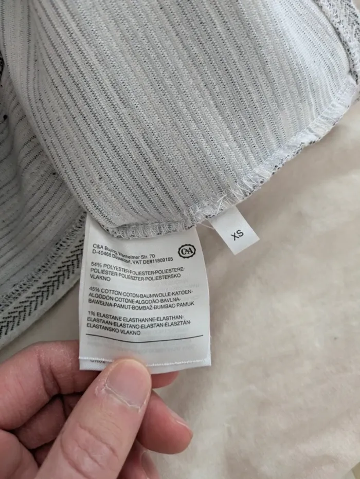 Robe droite rayée grise & blanche - C&A Yessica Taille XS (34) - photo numéro 4