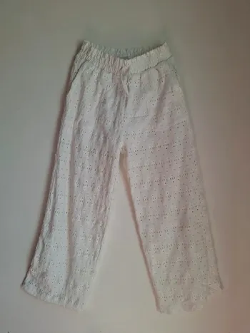 Zara - Pantalon fille broderie anglaise blanc, taille 11-12 ans (152cm), neuf
