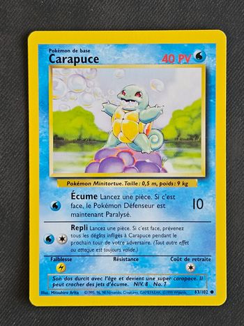 Carte Pokemon Carapuce Set de base 63/102