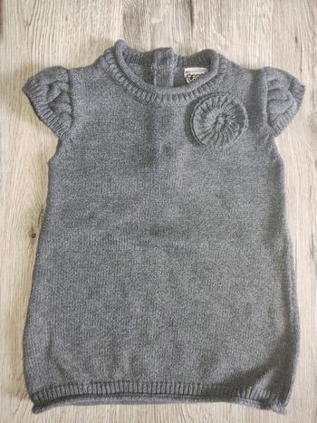 Robe manches courtes tricot gris 3 mois / 59 cm Tape à l'Oeil