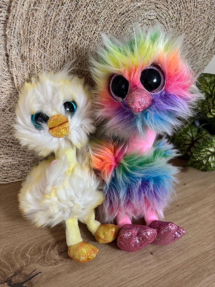 Lot de 2 doudous autruche Asha Benedict ty - photo numéro 4