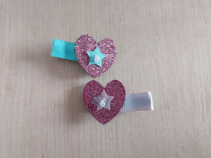 Lot de 2 pinces crocodile à cheveux fille forme cœur