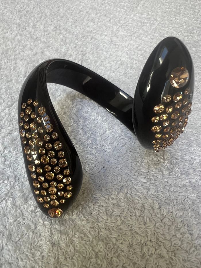 Bracelet cristaluna serpenti en cristal acrylique noir swarovski 401 776 18 neuf