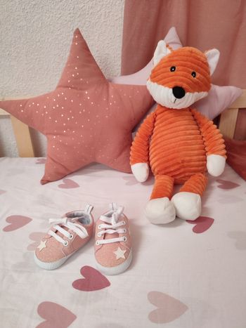 Chaussures bébé - Rose pailleté - Étoiles - Taille 16 - Proche du neuf - Leclerc