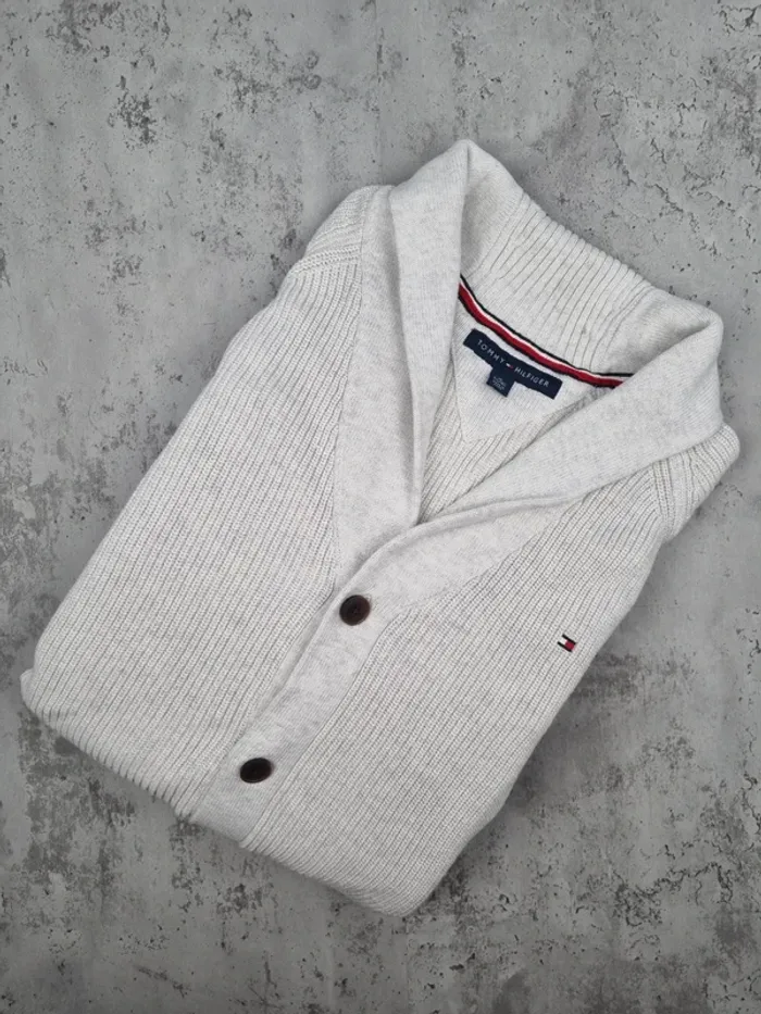 Cardigan Tommy Hilfiger blanc – Taille XL Hommes (mesures en photos)