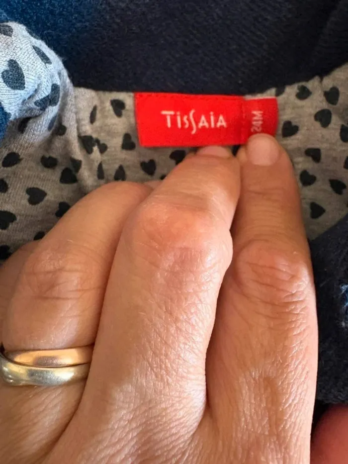 Manteau fille bleu marine Tissaia 24 mois – doublure cœurs, détail papillon brodé - photo numéro 5