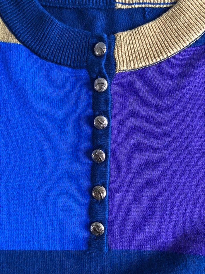 MM2- Pull vintage 4 couleurs et boutons dorés T unique (40-44) - photo numéro 8