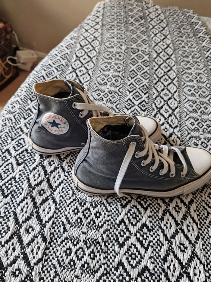 Converse montantes femme bleues peu portées, lavées, lacets neufs 38 - photo numéro 4